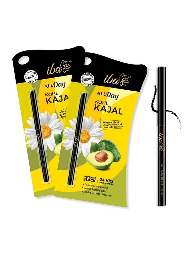 All Day Kohl Kajal, Jet Black, 0.35G (Pack Of 2) | For Eye Makeup | 24 Hr Long Stay | Smudge Proof & Waterproof Eye Makeup | Deep Matte Finish | Halal Certified & Vegan Makeup