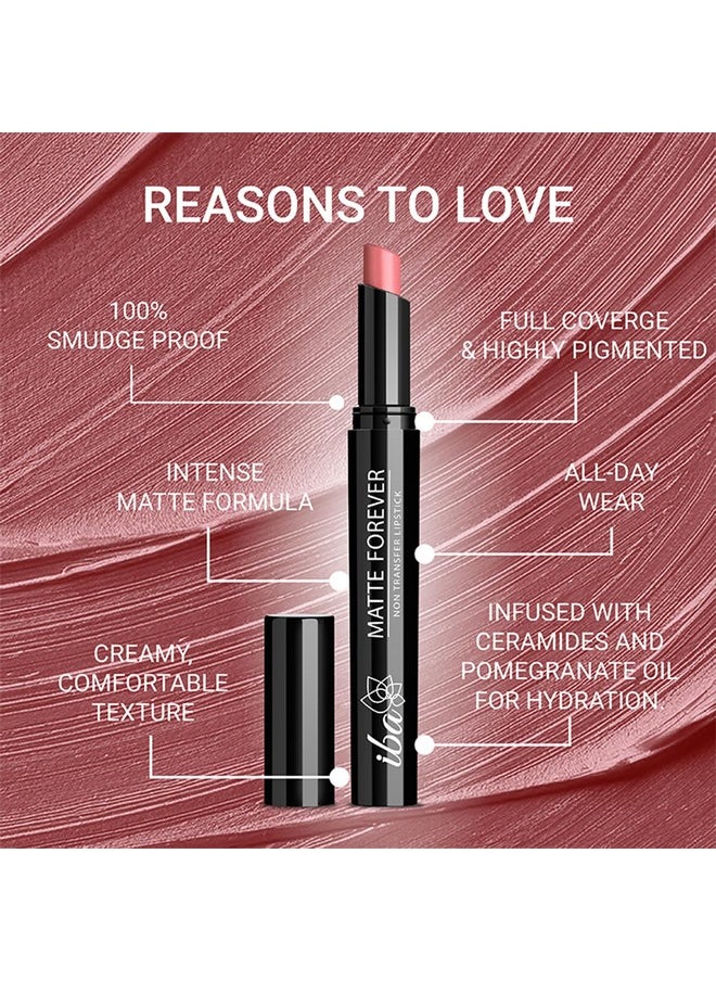 Matte Forever Non-Transfer Lipstick For Women - 01 Fairytale | Matte Finish | Highly Pigmented, Smudge-Proof & Lightweight | Non-Sticky And Non-Drying | Lip Makeup | 2G