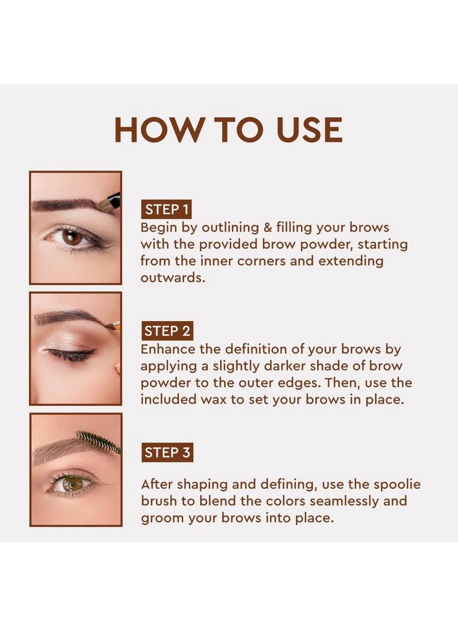 C2P Pro Eyebrow Palette With Wax Cream | Celestial 3 In 1 Fill, Set & Shape | Long Lasting Waterproof Black Brown Eye Brow Powder | Redefines Brows Eye Makeup - 12G