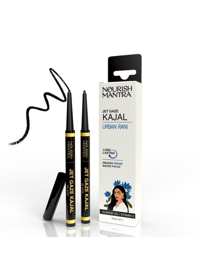 'S Jet Gaze Matte Kajal Urban Rani - Combo - Black & Black 0.35G/ Made With Almond Oil, Argan Oil & Vitamin E/Intense Pigmentation/Smudge Proof/Water Proof/Long Lasting Kajal Pencils