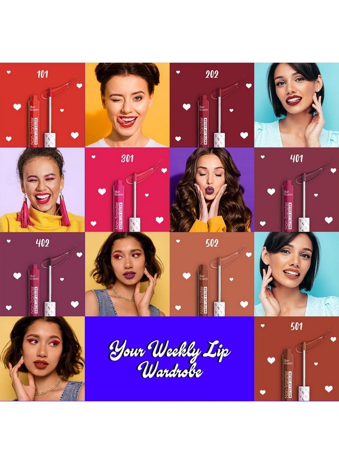 Lip Kicks Non Transfer Lip Color Pack Of 7, Liquid Matte Lipsticks For Women, Long Lasting And Hydrating Lipsticks, 19.6Ml