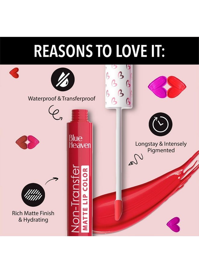 Lip Kicks Non Transfer Lip Color Pack Of 7, Liquid Matte Lipsticks For Women, Long Lasting And Hydrating Lipsticks, 19.6Ml