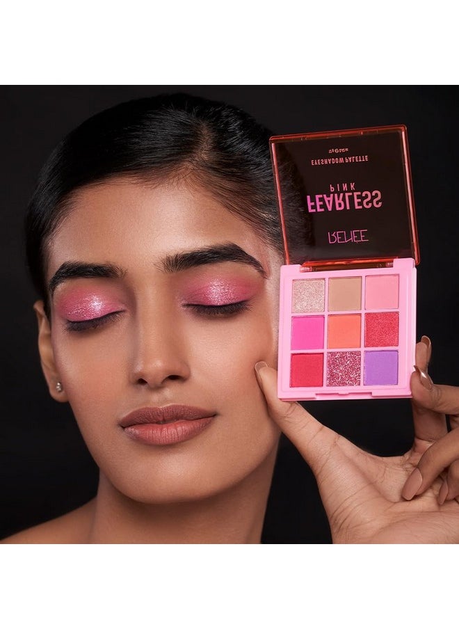 Fearless Eyeshadow Palette - Pink 12Gm, Shimmery And Matte Vibrant Shades, Travel Friendly, Long Lasting, Non Creasing, Easy-To-Blend & Build Up For Eye-Catching Look Of Glamorous Smoky Eye