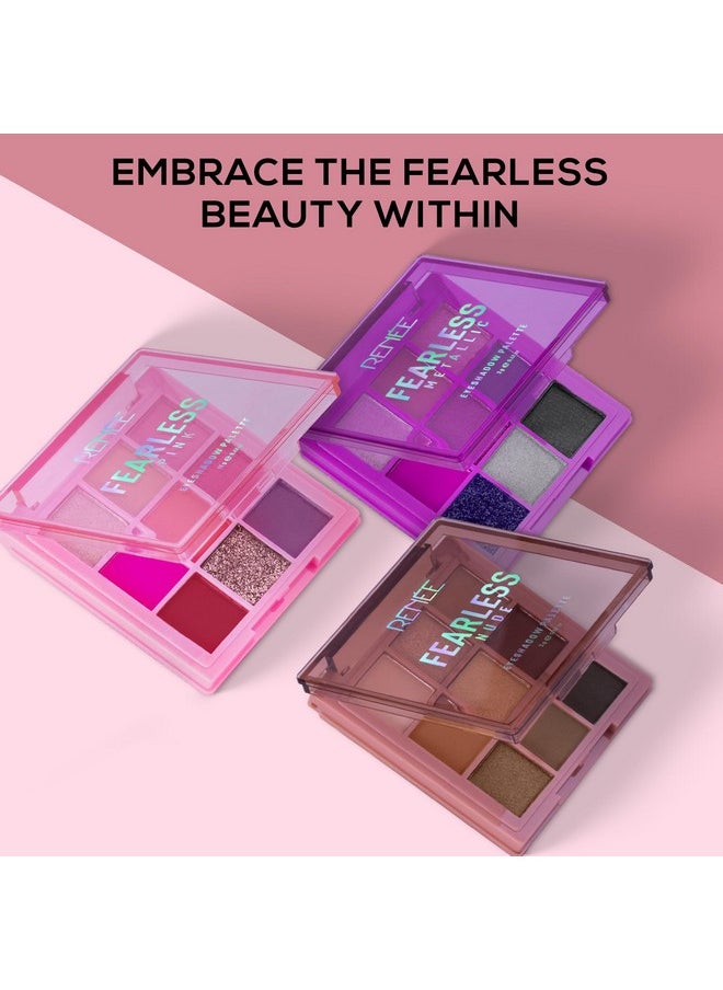 Fearless Eyeshadow Palette - Pink 12Gm, Shimmery And Matte Vibrant Shades, Travel Friendly, Long Lasting, Non Creasing, Easy-To-Blend & Build Up For Eye-Catching Look Of Glamorous Smoky Eye