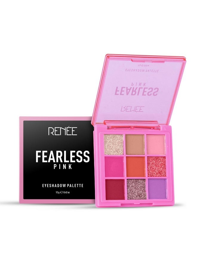 Fearless Eyeshadow Palette - Pink 12Gm, Shimmery And Matte Vibrant Shades, Travel Friendly, Long Lasting, Non Creasing, Easy-To-Blend & Build Up For Eye-Catching Look Of Glamorous Smoky Eye