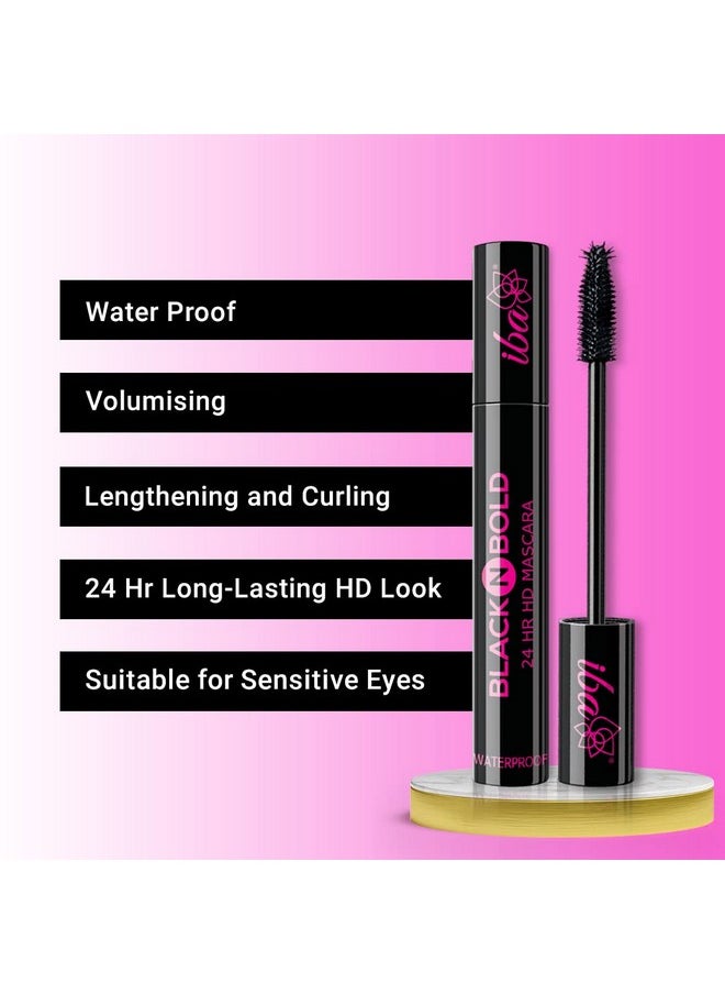 Black N Bold 24 Hr Hd Mascara, Black, 8 Ml L Waterproof, Lengthening, Curling, Volumising L 100% Vegan & Cruelty Free