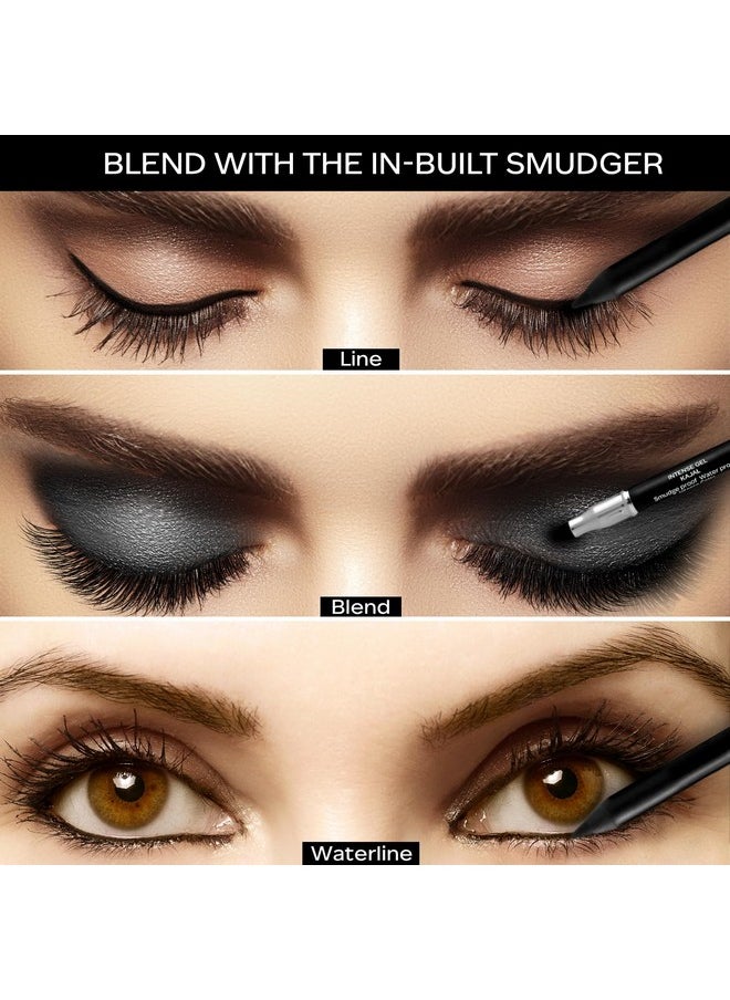 Ultime Pro Intense Gel Kajal With Smudger & Sharpener - Black,1.2 G|24 Hr Long Stay|Waterproof & Smudgeproof|One Swipe Smooth Application|3-In-1 Kajal,Eyeliner,Smokey Eyeshadow,Matte