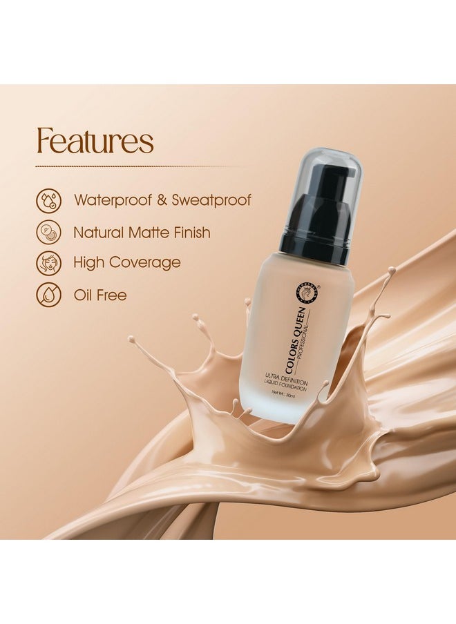 Ultra Definition Liquid Foundation | Lightweight & Long Lasting Full Coverage Foundation With Natural Matte Finish | Easy To Blend, Waterproof & Sweat Proof Foundation For Face Makeup