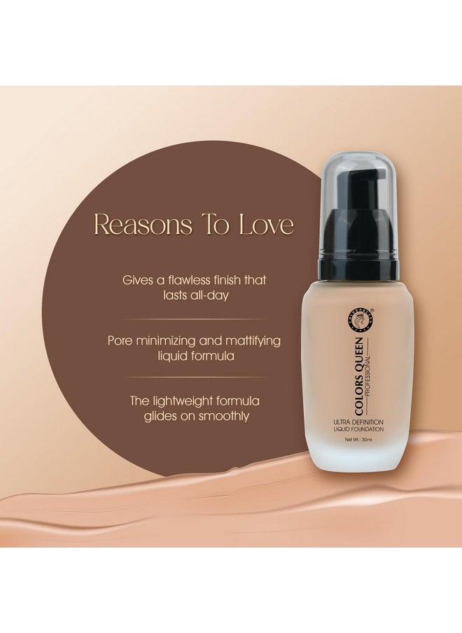 Ultra Definition Liquid Foundation | Lightweight & Long Lasting Full Coverage Foundation With Natural Matte Finish | Easy To Blend, Waterproof & Sweat Proof Foundation For Face Makeup