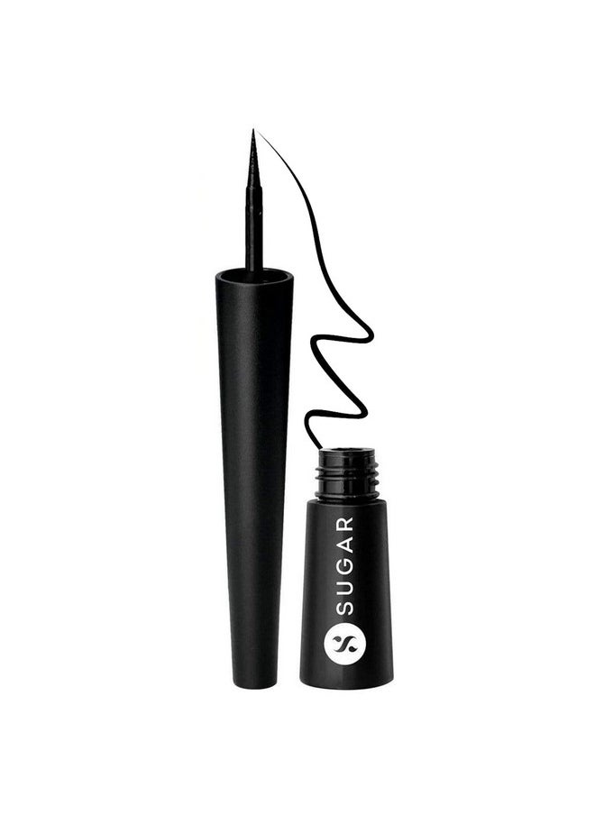 Gloss Boss 24Hr Glossy Eyeliner Gel With Brush | Smudeproof & Waterproof - 01 Back In Black (Black Eyeliner) | 3Ml