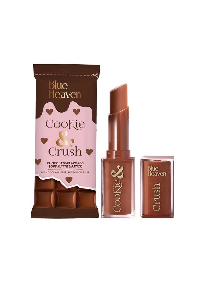 Cookie & Crush Matte Lipstick For Women, Long Lasting Lipstick, Enriched With Cocoa Butter & Rosehip Oil, Softening And Nourishing Lipstick - Hot Chocolate, 3.4G