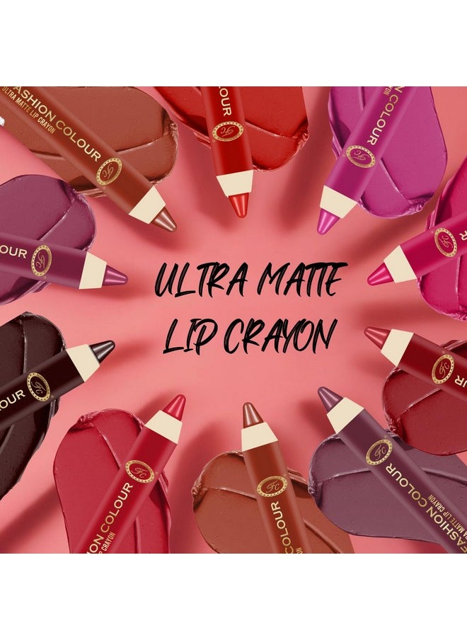 Ultra Matte Lip Crayons With Free Sharpener | Smudge Proof And Waterproof | For Hydration And Moisturization | Long Lasting Lipwear With Matte Finish, Cruelty-Free And Paraben-Free - 2.5 Gm(Toasted Brown)
