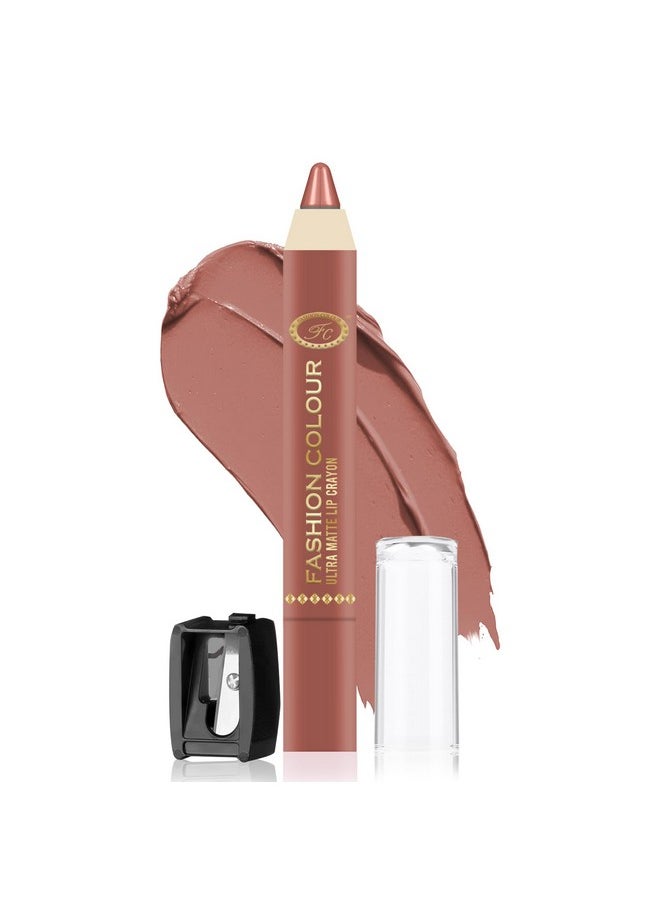 Ultra Matte Lip Crayons With Free Sharpener | Smudge Proof And Waterproof | For Hydration And Moisturization | Long Lasting Lipwear With Matte Finish, Cruelty-Free And Paraben-Free - 2.5 Gm(Toasted Brown)
