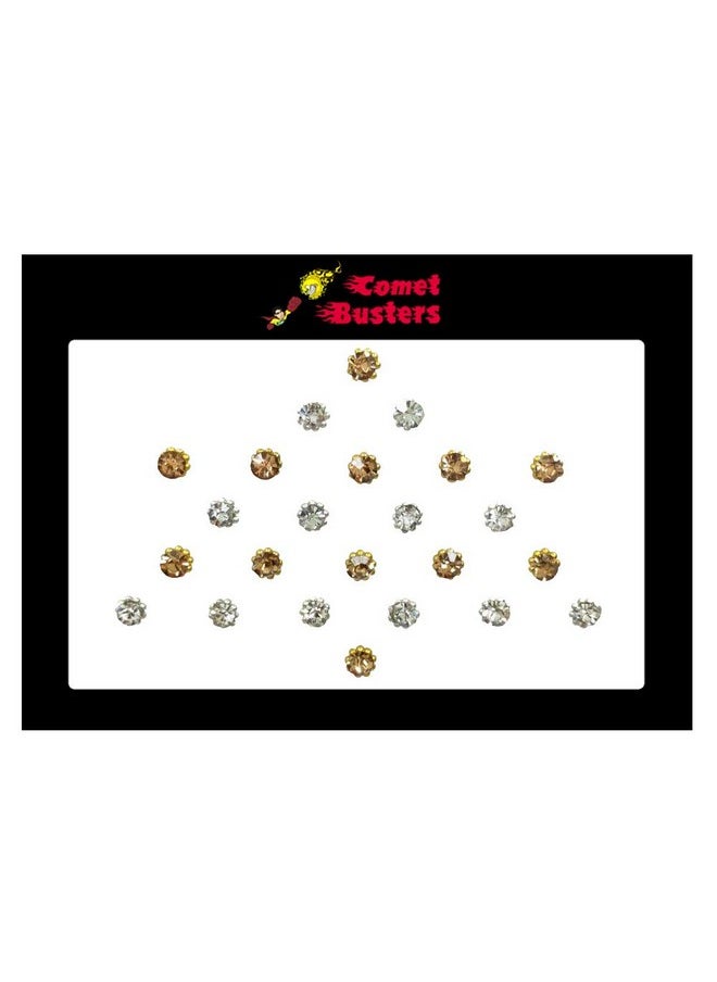 Comet Busters Comet Buster Gold And Silver Diamond Dot Bindi For Women (Bin129)(2.5Mm)