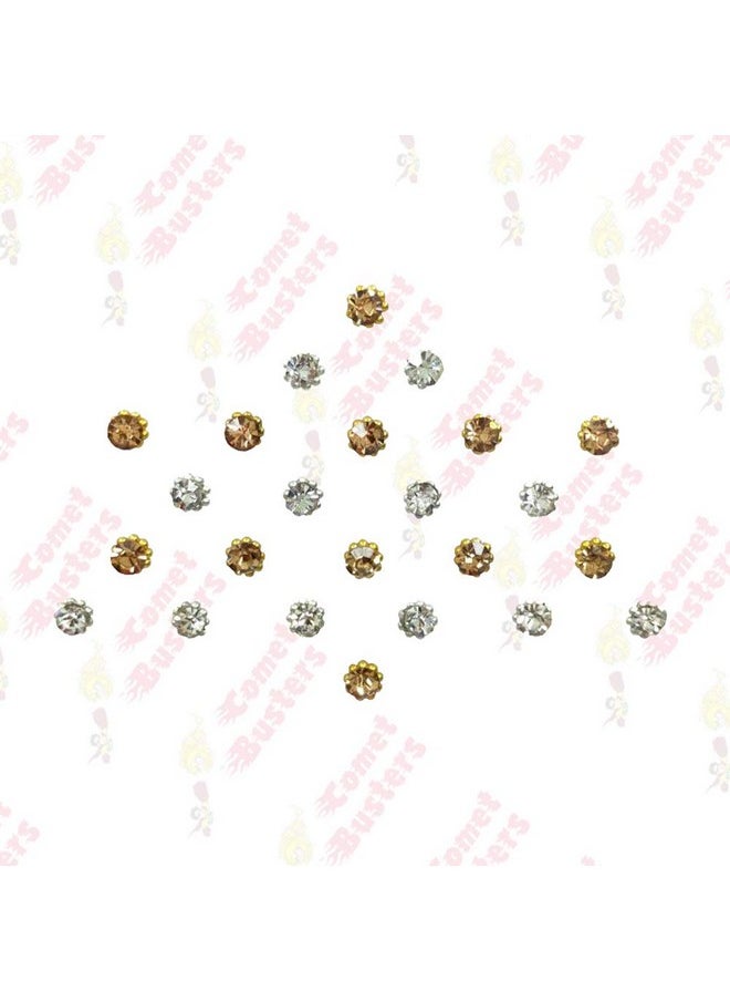 Comet Busters Comet Buster Gold And Silver Diamond Dot Bindi For Women (Bin129)(2.5Mm)