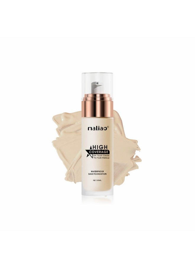 High Coverage Waterproof Base Natural Foundation Cream - Flawless All-Day Wear (White Ivory), 1 Count
