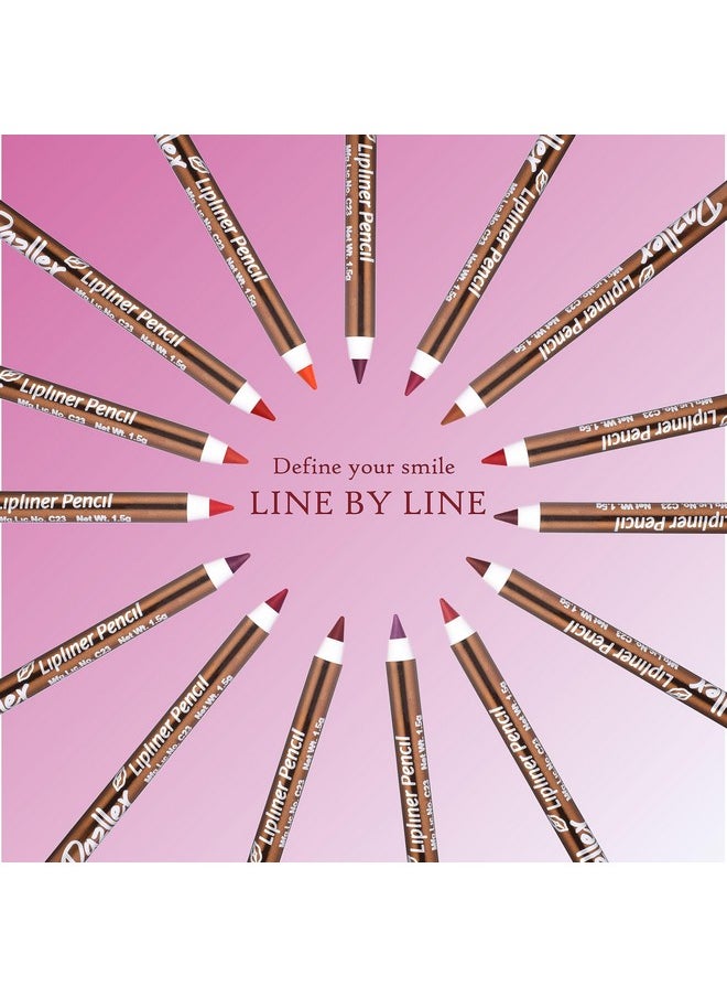 Lined & Loaded Lip Liner With In-Built Sharpener (Pack Of 15) - Matte Finish | Lightweight | Precise | Long Lasting | With Carnauba & Castor Oil | 15 Shades Of Perfection