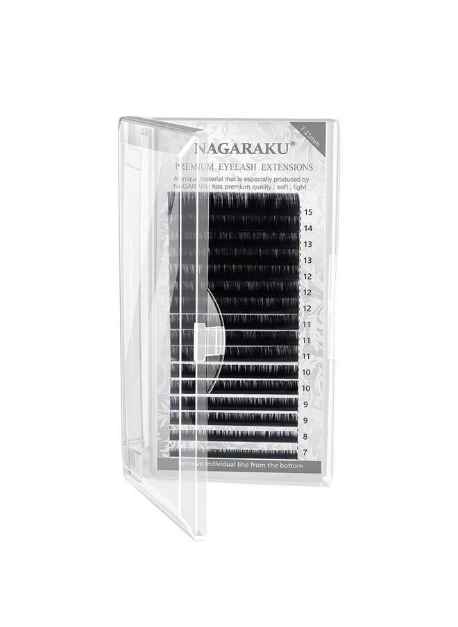 Eyelash Extensions Individual Faux Mink Classic 7-15Mm Mix Tray Matte Black Soft Natural 16 Rows (0.07 Thickness, C Curl)