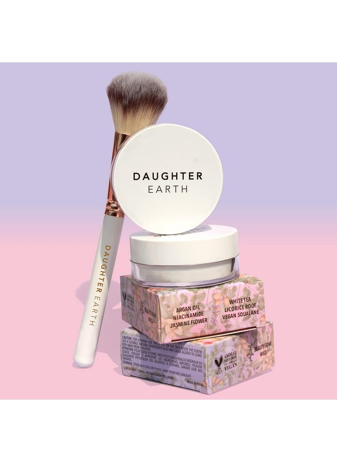 Snowdust Makeup Setting Powder With Beauty Brush | Hydrates Brightens & Comforts The Skin | Matte Finish Suitable For All Skin Tones | Lightweight & Locks Your Makeup | 12 Gm