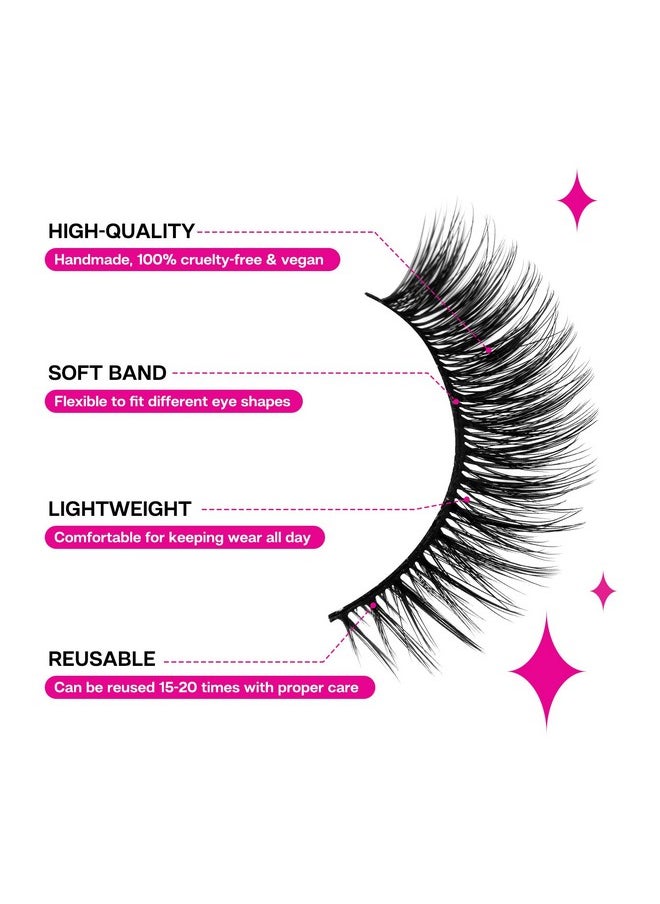 False Eyelash, Eye Makeup Lash 3D Faux Mink Fake Eyelash Long Natural Eyelashes 3 Pairs With 5G False Eyelash Glue (Cs30)