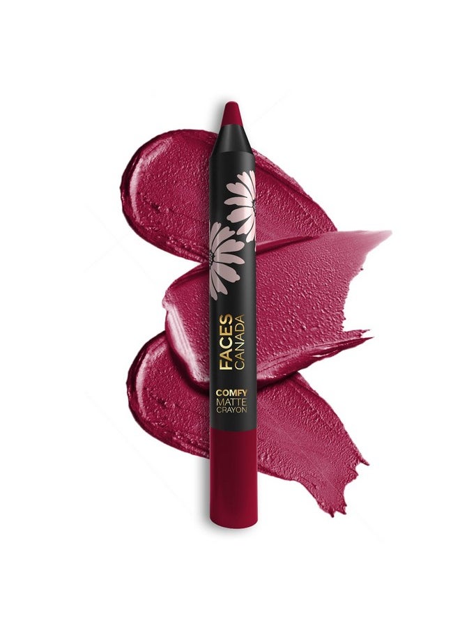 Comfy Matte Lip Crayon - Lipsync 03, 2.8G | 8Hr Long Stay | No Dryness | Luxurious Matte Texture | Intense Color In 1 Stroke | Hydrates & Nourishes With Chamomile & Shea Butter