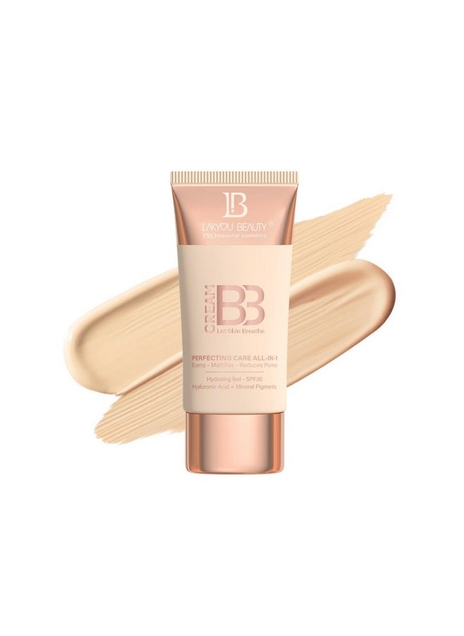 Bb Cream Let Skin Breathe - Perfecting Care All-In-One, Evens, Mattifies, Reduces Pores, Hydrating With Spf 30, Hyaluronic Acid & Mineral Pigments, 60Ml (02(Soft Ivory), 60)