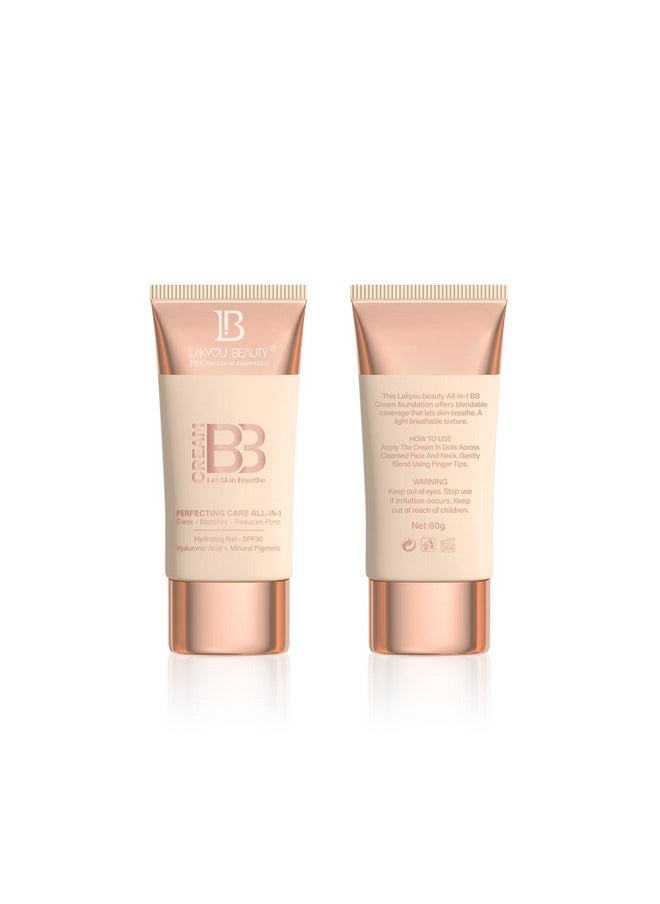 Bb Cream Let Skin Breathe - Perfecting Care All-In-One, Evens, Mattifies, Reduces Pores, Hydrating With Spf 30, Hyaluronic Acid & Mineral Pigments, 60Ml (02(Soft Ivory), 60)