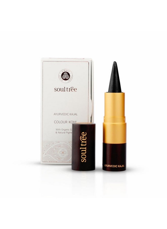 Ayurvedic Kajal | Pure Black 011 | Black Shade | Enriched With 100% Organic Ghee, Almond Oil & Camphor | Soothe, Cool & Nourish Eyes | Soothes, Cools, And Nourishes Eyes With Gentle Care 3Gm