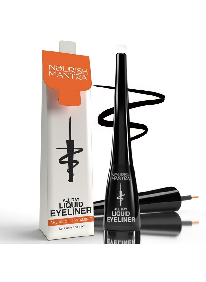 'S All-Day Liquid Eyeliner 3Ml/Formulated With Argan Oil, Vitamin E & Glycerine/Intense Pigmentation/Smudgeproof/Waterproof/Long Lasting/Matte Finish/Black Color