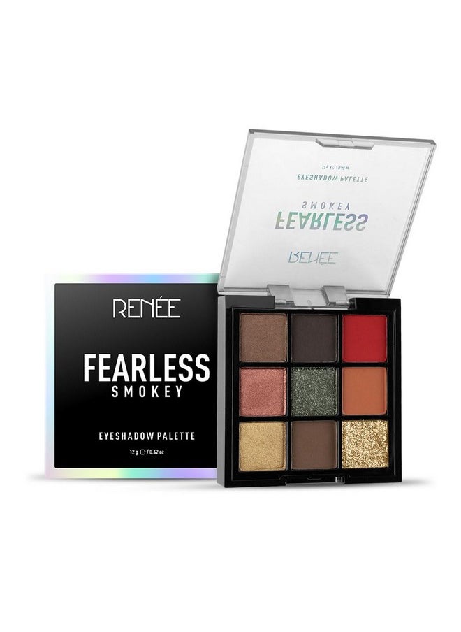 Fearless Eyeshadow Palettes - Smokey, Highly Pigmented, Shimmery & Matte Vibrant Shades, Silky Texture, Long Lasting, Non-Creasing, Easy-To-Blend & Build Up For Eye-Catching Glamorous Look 12 Gm