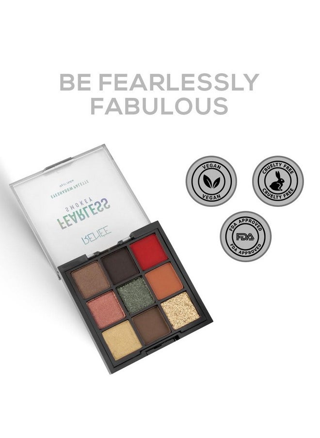 Fearless Eyeshadow Palettes - Smokey, Highly Pigmented, Shimmery & Matte Vibrant Shades, Silky Texture, Long Lasting, Non-Creasing, Easy-To-Blend & Build Up For Eye-Catching Glamorous Look 12 Gm