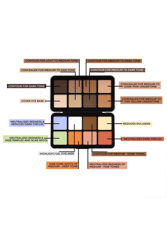 16 Color Camouflage Hd Palette Concealer Color Corrector Palette, Multipurpose Creamy, Lightweight Easy-To-Blend For Long Lasting Natural Finish Perfect Look