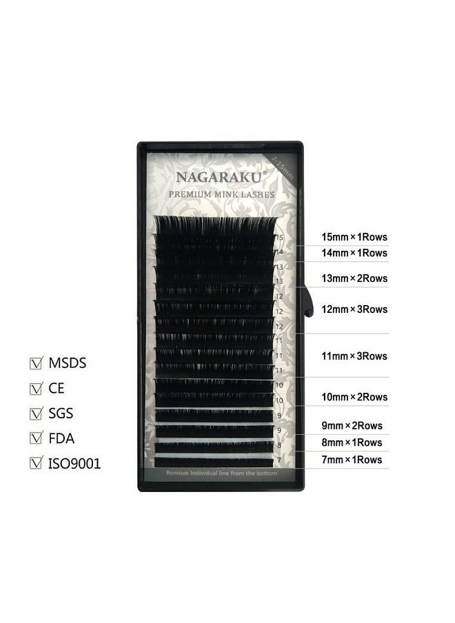 Eyelash Extensions Individual Lashes 7-15Mm Mix Synthetics Classic 16 Rows Matte Black Soft Natural (0.12 Thickness, J Curl)