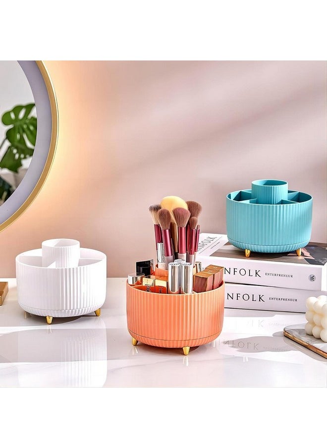 Zollyss 360° Rotating Makeup Brush Holder Organizer | Organizers Countertop Organization Skincare Storage For Vanity, Desktop, Bathroom Green, Cosmetics (White)