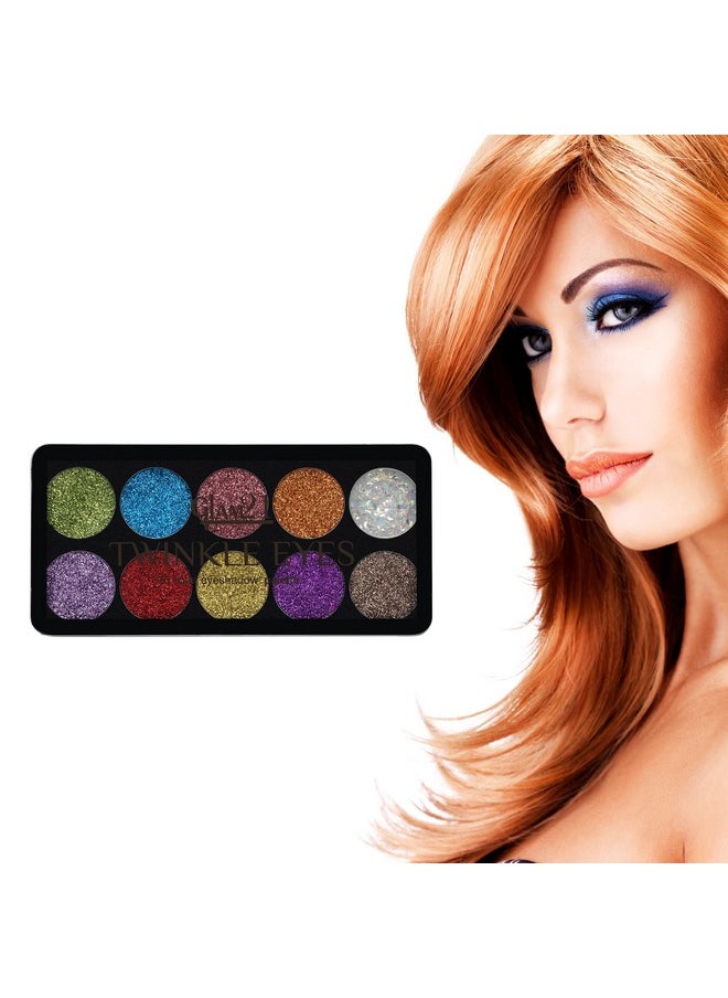 Glam21 Twinkle Eyes Glitter Palette|10 Cream Based Highly Pigmented Shades|Non Sticky Look -13Gm-02