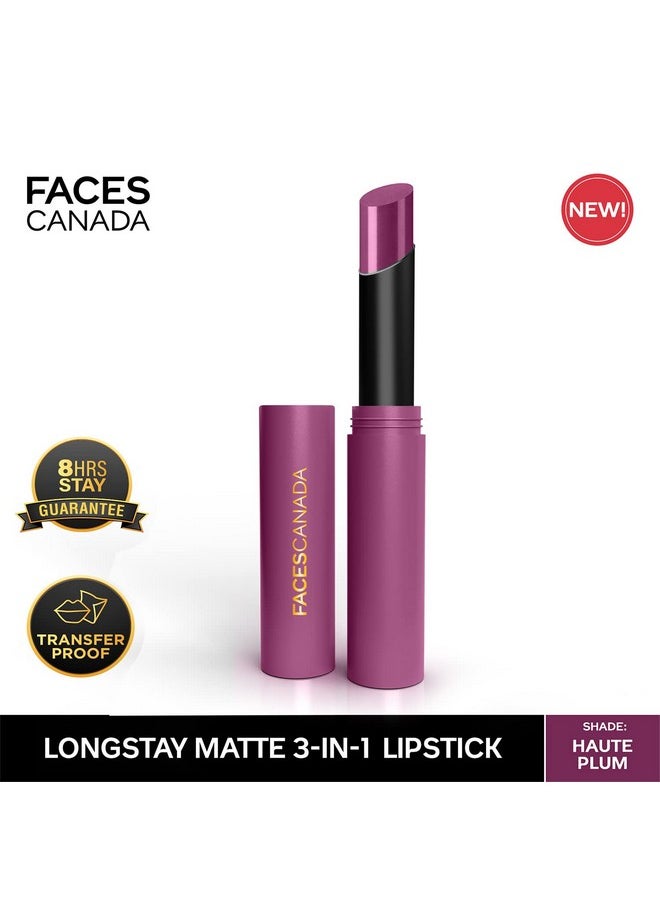 Long Stay 3-In-1 Matte Lipstick - Haute Plum 08, 2 Gm