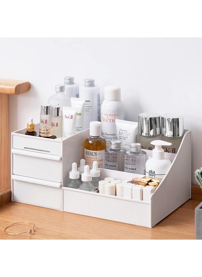 Zollyss Cosmetic Organizer Box Drawers Storage Plastic Stationary | Make Up Organiser For Women, White