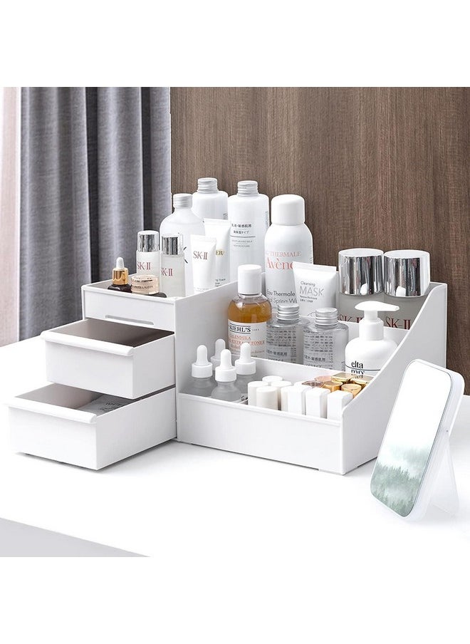 Zollyss Cosmetic Organizer Box Drawers Storage Plastic Stationary | Make Up Organiser For Women, White
