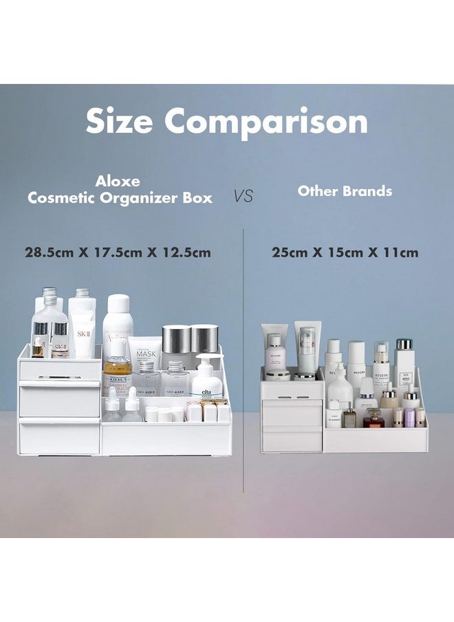 Zollyss Cosmetic Organizer Box Drawers Storage Plastic Stationary | Make Up Organiser For Women, White