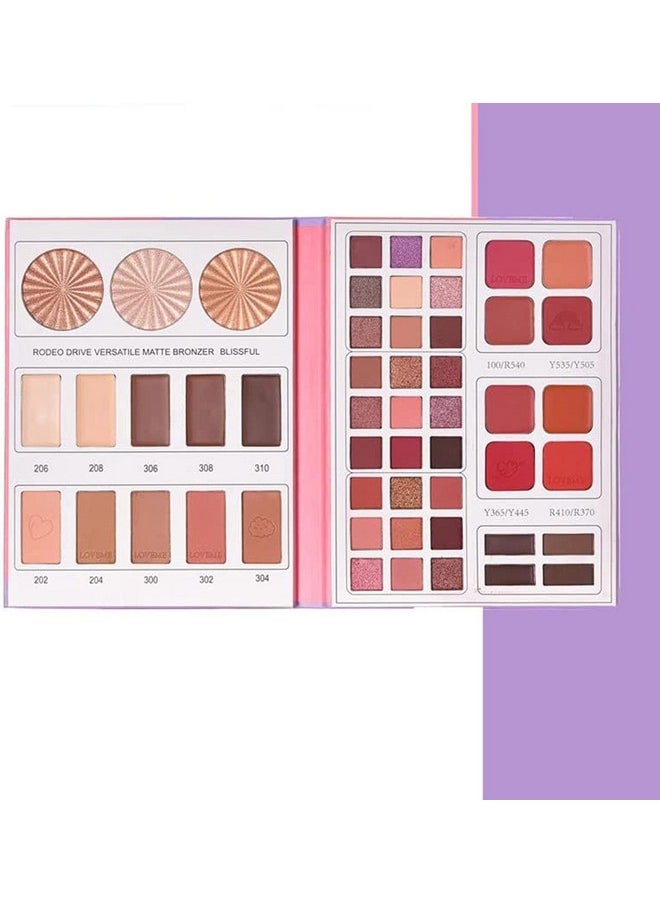 52 Color Book All In Makeup Palette, #Daroge 27 Eyeshadow 3 Highlighter 10 Creamy Contour 8 Creamy Blush 4 Eyebrow Makeuppalette