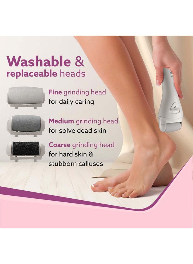 Cr3001 Callus Remover With 3 Interchangeable Head Rollers, Rechargeable For Foot Care, Pedicure Device, Callus & Dead Skin Removal