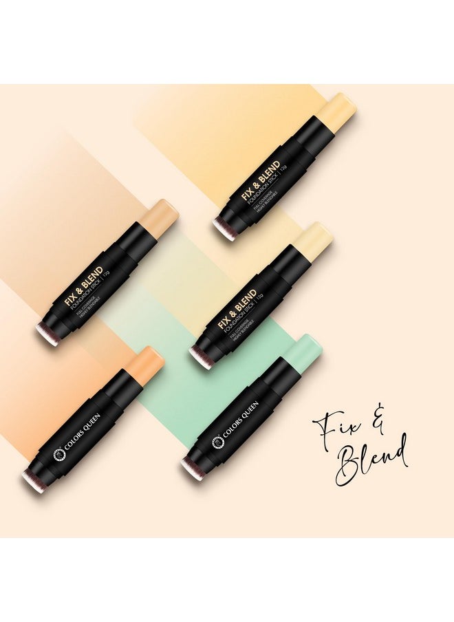 - Fix&Blend - Matte Foundation For All Skin Type Stick|Full Coverage Foundation For Face Makeup With Natural Matte Finish|Waterproof Foundation With Inbuilt Blending Brush (01-Ivory,12G)