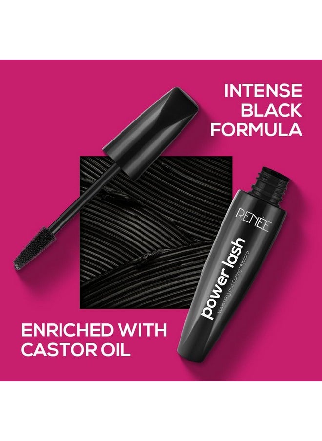 Power Lash Mascara, Darkest Black, Instantly Curls, Lengthens & Volumizes, Long-Lasting Clump-Free Formula, Water-Resistant, Highly Pigmented, Enriched With Castor Oil, 9.5Ml