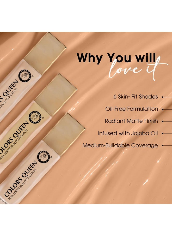Pure Perfection Foundation - 01 White Ivory, 30Ml | Oil Free, Long Wearing, Lightweight Foundation | Easy To Blend, Matte Liquid Foundation For Face Makeup Infused With Jojoba Seed Oil