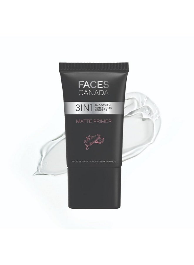 Faces Canada Matte Primer, 30G | Oil-Free Matte Finish | Lightweight Gel Texture | Smoothens & Moisturizes Skin | Niacinamide, Hyaluronic Acid, Vitamin A, C & E | No Alcohol & Parabens