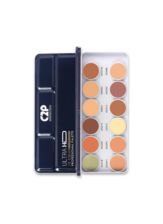 C2P Pro Foundation For Face Makeup, Ultra Hd 12 In 1 Camouflage Concealer Corrector Palette | Waterproof, Long Lasting & Full Coverage For Oily Skin | Dermashield Must Have Makeup Palette - 42G