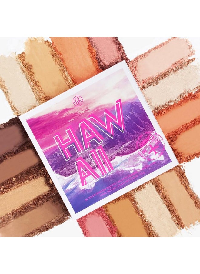 Bh Cosmetics Bh Hangin' In Hawaii 16 Color Eyeshadow Palette Pigmented Shimmer Eye Shadow Palette, Blendable Long Lasting Waterproof Makeup Cosmetics Halloween Makeup Kit