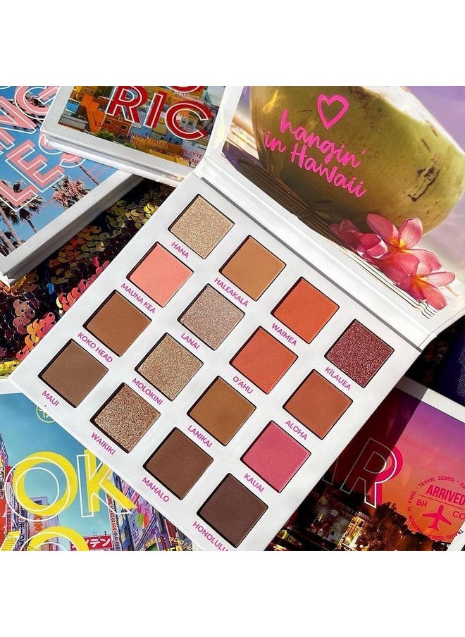 Bh Cosmetics Bh Hangin' In Hawaii 16 Color Eyeshadow Palette Pigmented Shimmer Eye Shadow Palette, Blendable Long Lasting Waterproof Makeup Cosmetics Halloween Makeup Kit