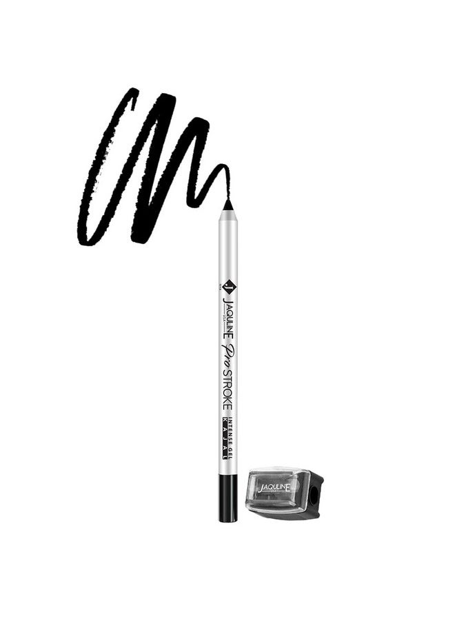 Pro Stroke Intense Gel Matte Kajal And Sharpener 1.2Gm | Waterproof, Smudgeproof & Fadeproof | Longlasting | Super Black Kajal | With Free Sharpener | Nourished With Castor Oil