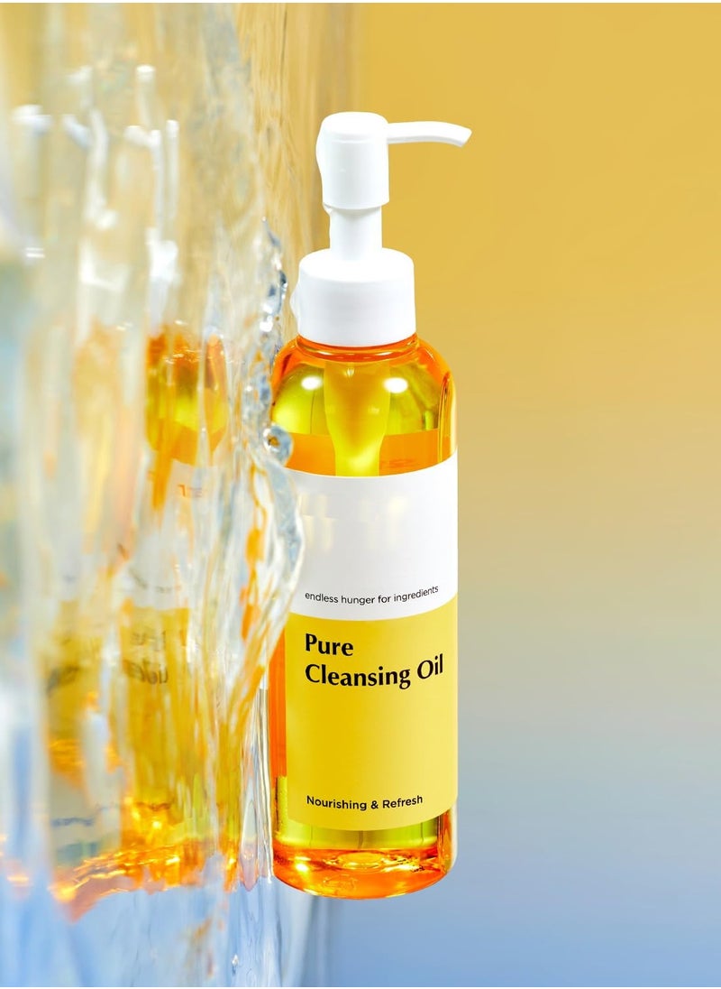 Pure Cleansing Oil (6.7 fl oz / 200ml) - Blackhead melting and gentle Daily Makeup removal for Sensitive skin with Argan Kenel Oil (Vitamin E), Nourishing skin and keep pH balance (Yellow)